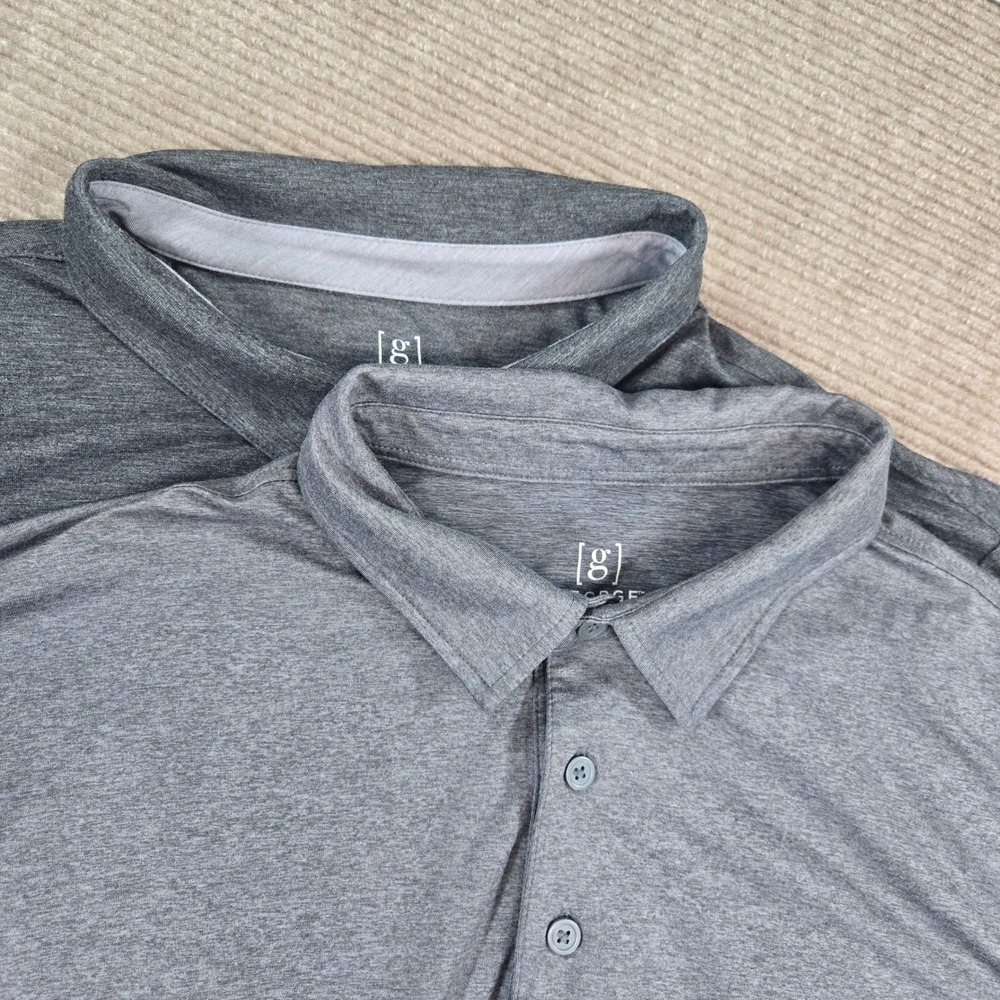 George Mens 3XL Gray Heathered Performance Stretch Lot of 2 Polo Shirts
